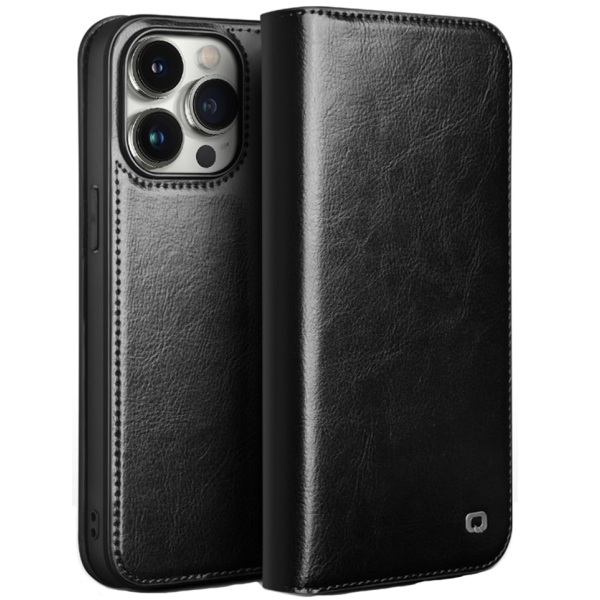 "QIALINO" flip case cover - black (iPhone 15 Pro Max)