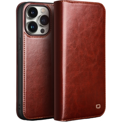 "QIALINO" flip case cover - brown (iPhone 15 Pro)