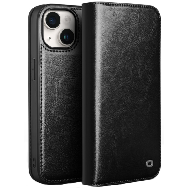 "QIALINO" flip case cover - black (iPhone 15)