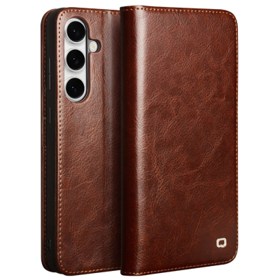 "QIALINO" flip case cover - brown (Galaxy S25 FE)