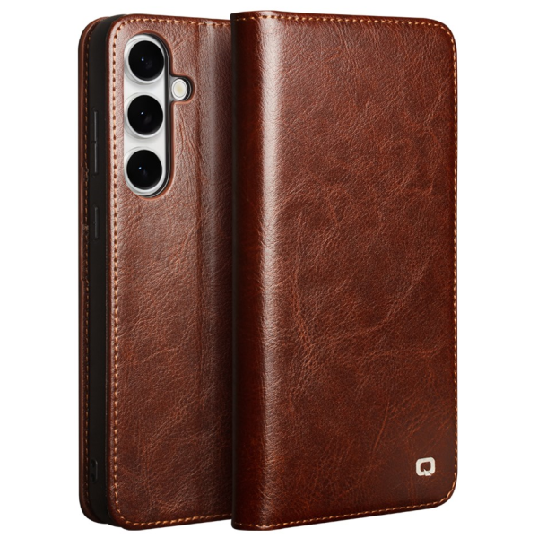 "QIALINO" flip case cover - brown (Galaxy S25 FE)