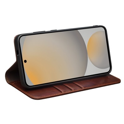"QIALINO" flip case cover - brown (Galaxy S25 FE)