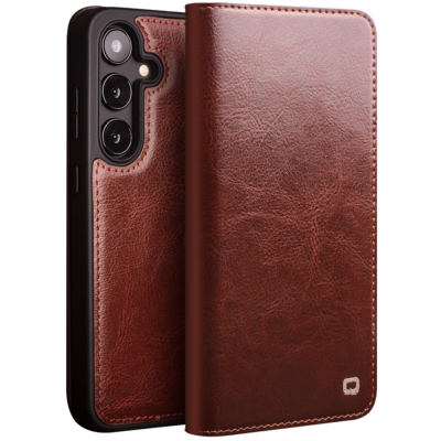 "QIALINO" flip case cover - brown (Galaxy S25+)