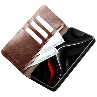 "QIALINO" flip case cover - brown (Galaxy S26+)