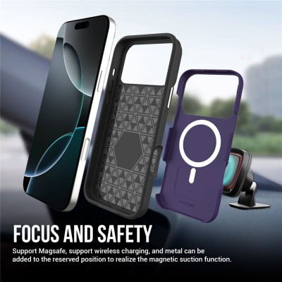 „TUKU“ Shockproof Magsafe hard silicone case - Purple (iPhone 17 Pro)