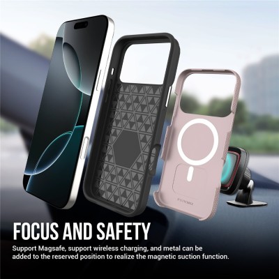 „TUKU“ Shockproof Magsafe hard silicone case - pink (iPhone 17 Pro)