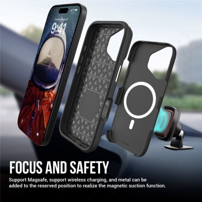 „TUKU“ Shockproof Magsafe hard silicone case - black (iPhone 17)