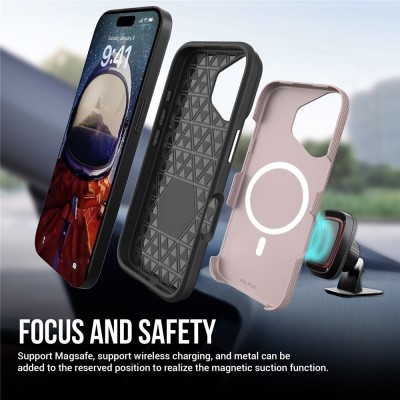 „TUKU“ Shockproof Magsafe hard silicone case - pink (iPhone 17)