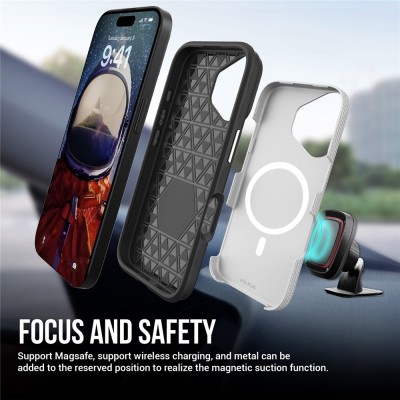 „TUKU“ Shockproof Magsafe hard silicone case - silver (iPhone 17)