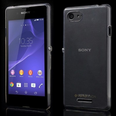 Sony Xperia E3 skaidrus (permatomas) kieto silikono TPU ploniausias pasaulyje dėklas / Priedai.lt