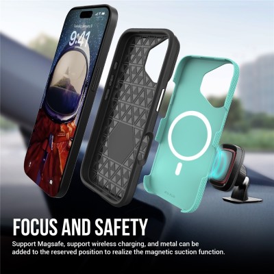 „TUKU“ Shockproof Magsafe hard silicone case - green (iPhone 17)