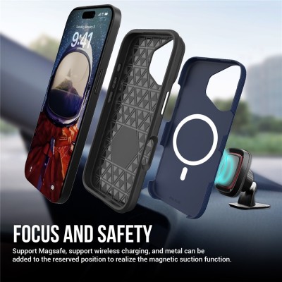 „TUKU“ Shockproof Magsafe hard silicone case - Blue (iPhone 17)