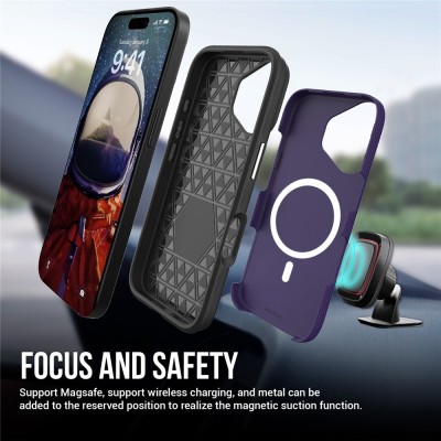 „TUKU“ Shockproof Magsafe hard silicone case - Purple (iPhone 17)