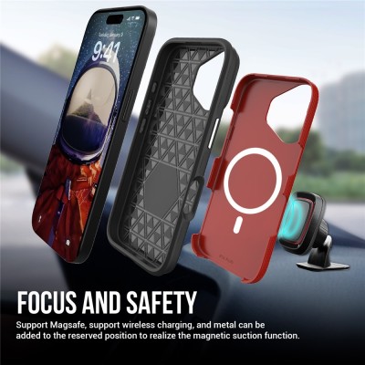 „TUKU“ Shockproof Magsafe hard silicone case - Red (iPhone 17)