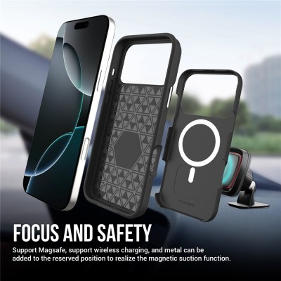 „TUKU“ Shockproof Magsafe hard silicone case - black (iPhone 17 Pro Max)