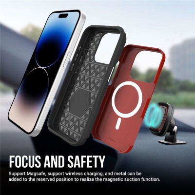 „TUKU“ Shockproof Magsafe hard silicone case - Red (iPhone 16 Pro Max)