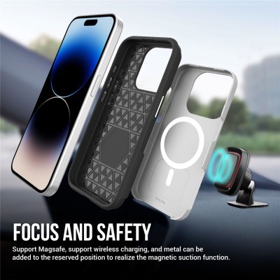 „TUKU“ Shockproof Magsafe hard silicone case - silver (iPhone 16 Pro Max)