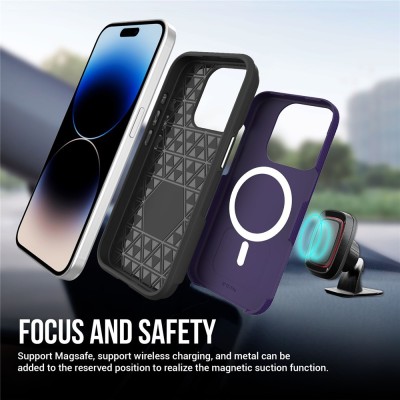 „TUKU“ Shockproof Magsafe hard silicone case - Purple (iPhone 16 Pro Max)