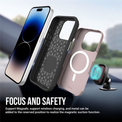 „TUKU“ Shockproof Magsafe hard silicone case - pink (iPhone 16 Pro Max)