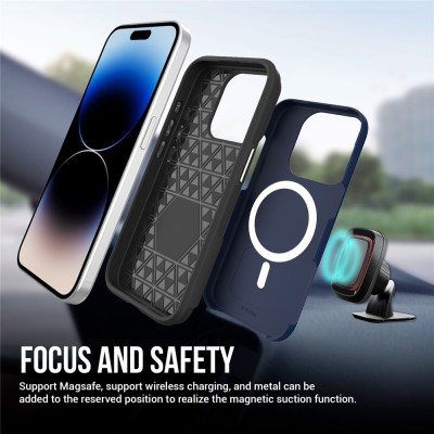 „TUKU“ Shockproof Magsafe hard silicone case - Blue (iPhone 16 Pro Max)