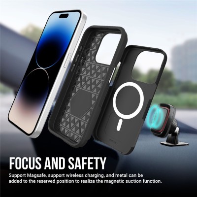 „TUKU“ Shockproof Magsafe hard silicone case - black (iPhone 16 Pro Max)