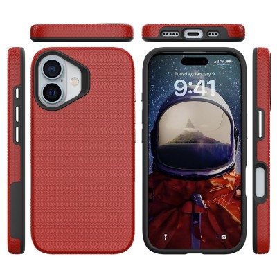 „TUKU“ Shockproof Magsafe hard silicone case - Red (iPhone 16)