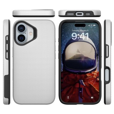 „TUKU“ Shockproof Magsafe hard silicone case - silver (iPhone 16)