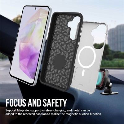 „TUKU“ Shockproof Magsafe hard silicone case - silver (Galaxy A57)