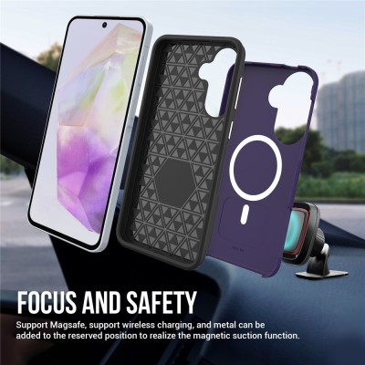 „TUKU“ Shockproof Magsafe hard silicone case - Purple (Galaxy A57)