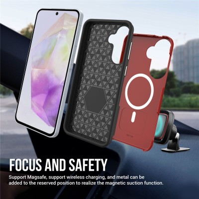„TUKU“ Shockproof Magsafe hard silicone case - Red (Galaxy A57)