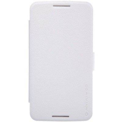 Motorola Nexus 6 Nillkin Fresh atverčiamas baltas odinis dėklas - knygutė / Priedai.lt