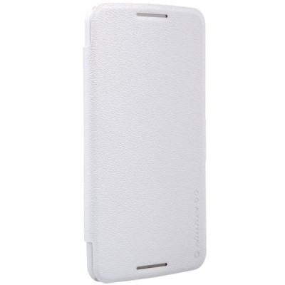 Motorola Nexus 6 Nillkin Fresh atverčiamas baltas odinis dėklas - knygutė / Priedai.lt