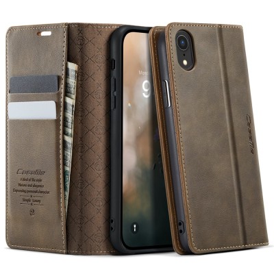 „CaseMe“ Retro Solid Flip Case - Brown (iPhone Xr)