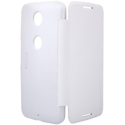 Motorola Nexus 6 Nillkin Fresh atverčiamas baltas odinis dėklas - knygutė / Priedai.lt