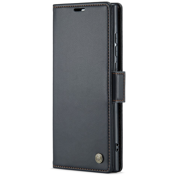 "CaseMe" Leather Flip Case Cover - Black (Galaxy S23 Ultra)