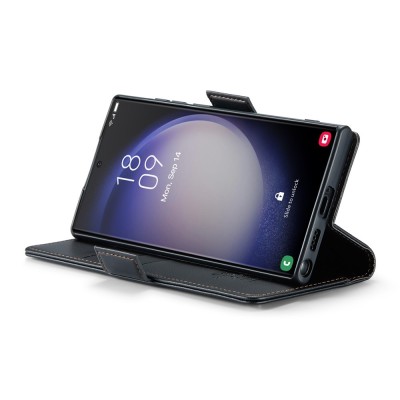 "CaseMe" Leather Flip Case Cover - Black (Galaxy S23 Ultra)