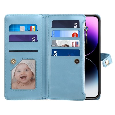 "ESEBLE" Solid Case with Detachable Wallet - Blue (iPhone 16)