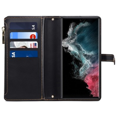 "ESEBLE" Solid Case with Detachable Wallet - Black (Galaxy S22 Ultra)