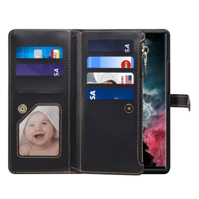 "ESEBLE" Solid Case with Detachable Wallet - Black (Galaxy S22 Ultra)