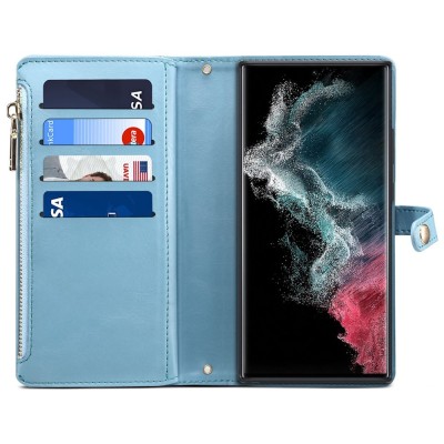 "ESEBLE" Solid Case with Detachable Wallet - Blue (Galaxy S22 Ultra)