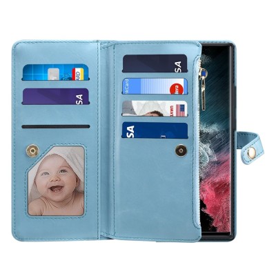"ESEBLE" Solid Case with Detachable Wallet - Blue (Galaxy S22 Ultra)