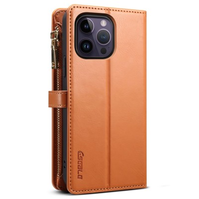"ESEBLE" Solid Case with Detachable Wallet - Brown (iPhone 16 Pro)