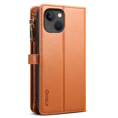 "ESEBLE" Solid Case with Detachable Wallet - Brown (iPhone 15)