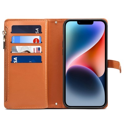 "ESEBLE" Solid Case with Detachable Wallet - Brown (iPhone 15)
