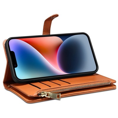 "ESEBLE" Solid Case with Detachable Wallet - Brown (iPhone 15)