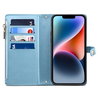 "ESEBLE" Solid Case with Detachable Wallet - Blue (iPhone 15)
