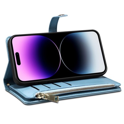 "ESEBLE" Solid Case with Detachable Wallet - Blue (iPhone 15 Pro)