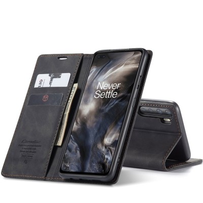 „CaseMe“ Retro Solid Flip Case - Black (OnePlus Nord)