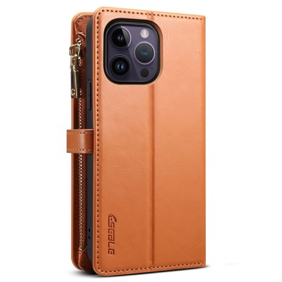 "ESEBLE" Solid Case with Detachable Wallet - Brown (iPhone 15 Pro Max)