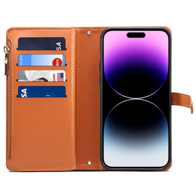 "ESEBLE" Solid Case with Detachable Wallet - Brown (iPhone 15 Pro Max)